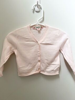 Bonpoint Elegant Soft Pale Pink Knit Cardigan